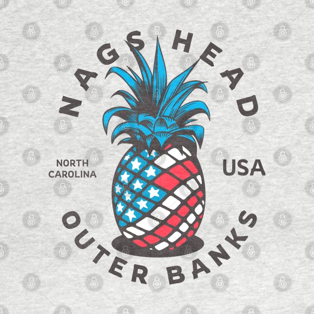 Nags Head, NC Summertime Vacationing Patriotic Pineapple by Contentarama